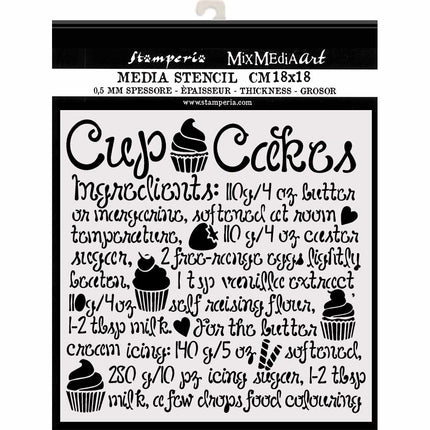 Dicke Schablone cm 18x18 Cupcake