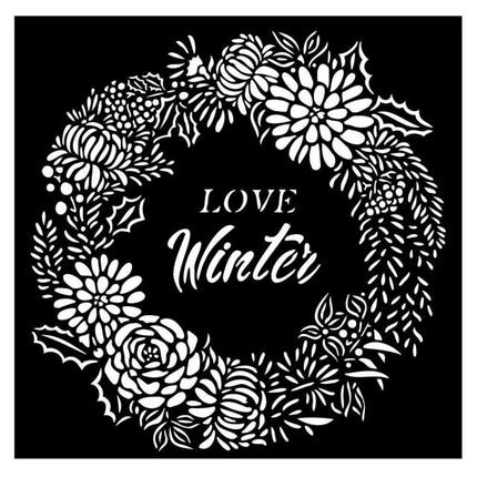 Dicke Schablone cm 18X18 - Weihnachtsliebe Wintergirlande