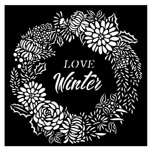Dicke Schablone cm 18X18 - Weihnachtsliebe Wintergirlande