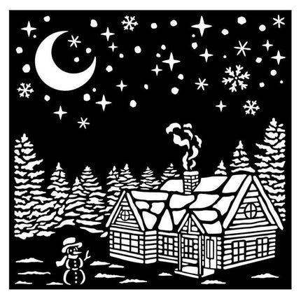Dicke Schablone cm 18X18 - Weihnachtsdorf