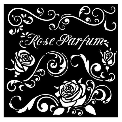 Dicke Schablone cm 18X18 - Rose Parfum Ränder