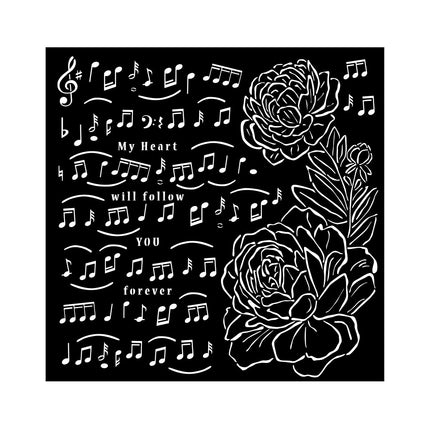Dicke Schablone cm 18X18 - Precious Musik und Pfingstrose
