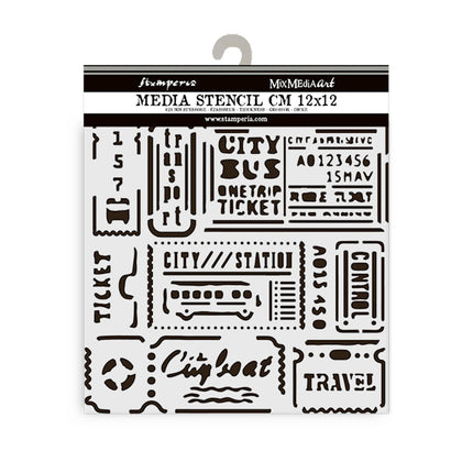 Dicke Schablone cm 12X12 - Art of Travelling Tickets