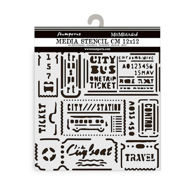 Dicke Schablone cm 12X12 - Art of Travelling Tickets