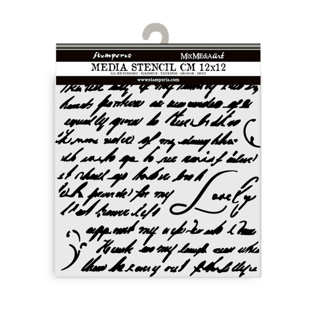 Dicke Schablone 12x12 cm - Masquerade Handschrift