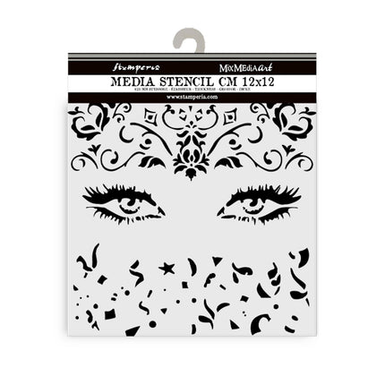 Dicke Schablone 12x12 cm - Masquerade Augen