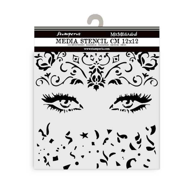 Dicke Schablone 12x12 cm - Masquerade Augen