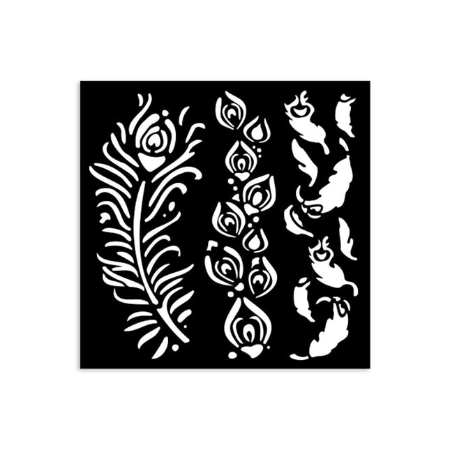 Dicke Schablone 12x12 cm - Masquerade Federn