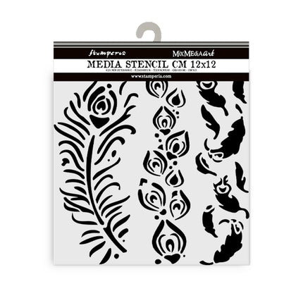 Dicke Schablone 12x12 cm - Masquerade Federn