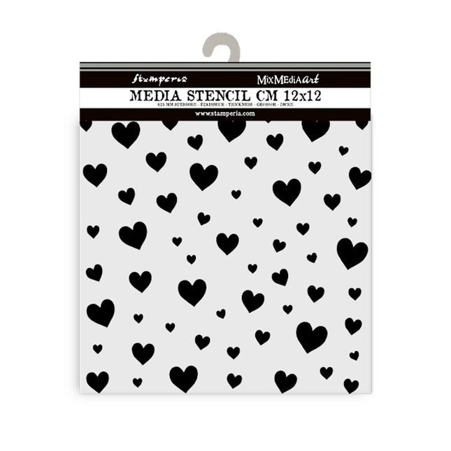 Dicke Schablone 12x12 cm - Zeitlose Herzen