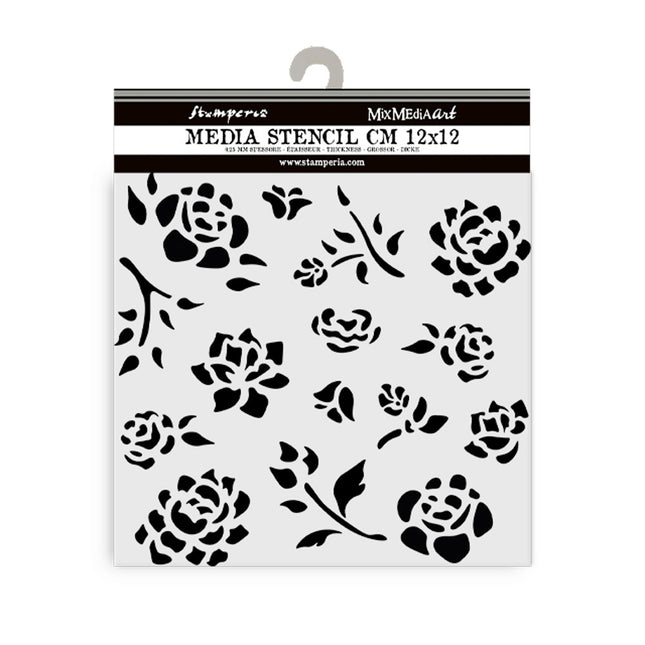 Dicke Schablone 12x12 cm - Zeitloses Knospenmuster