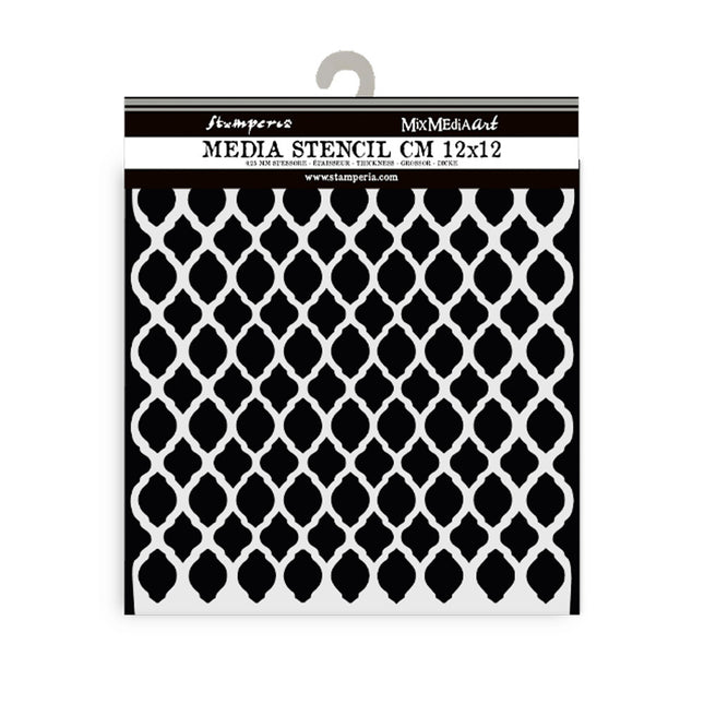 Dicke Schablone 12x12 cm - Zeitlose Netzstruktur