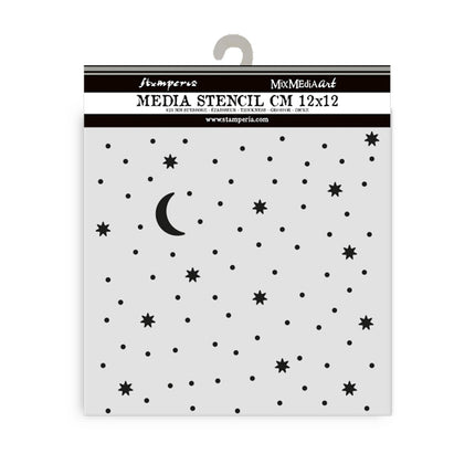 Dicke Schablone cm 12X12 - Alice zu Weihnachten Sterne und Mond