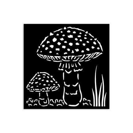 Dicke Schablone 12x12 cm - Flüsternde Wälder Pilze