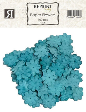 Papierblumen Türkis (100 Stück) (FL008)