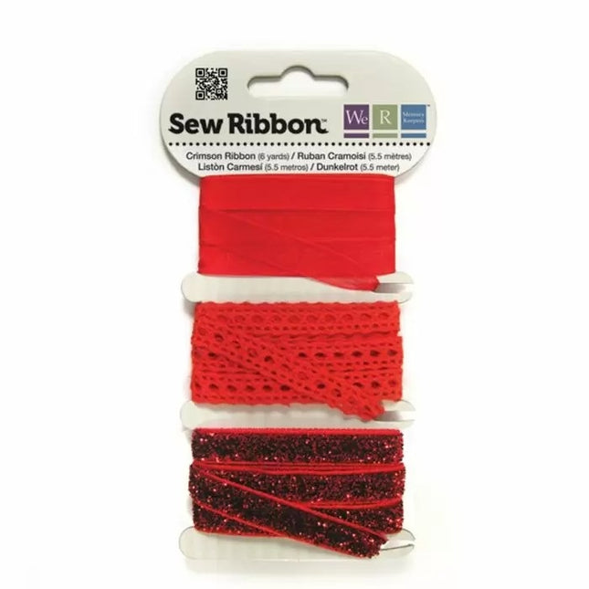 We R Memory Keepers • Sew Ribbon Bandset 5,5m Karmesinrot