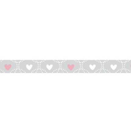 Dekoband cm. 1x10m Herzen auf grauem Hintergrund