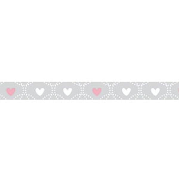 Dekoband cm. 1x10m Herzen auf grauem Hintergrund
