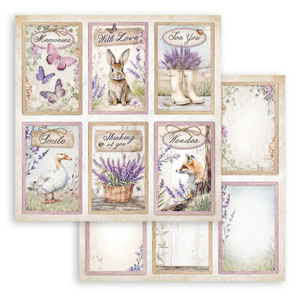Beidseitig bedrucktes Scrapbook-Papier - Lavendel 6 Karten