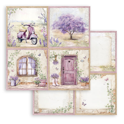 Beidseitig bedrucktes Scrapbook-Papier - Lavendel 4 Karten