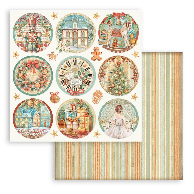 Beidseitig bedrucktes Scrapbook-Papier - Der Nussknacker Runden