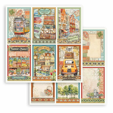 Doppelseitiges Scrapbook-Papier - Art of Travelling 6 Karten