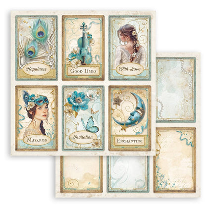 Beidseitig bedrucktes Scrapbook-Papier - Masquerade 6 Karten
