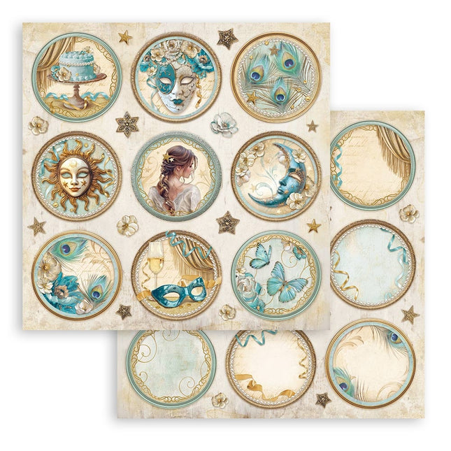 Beidseitig bedrucktes Scrapbook-Papier - Masquerade Runden