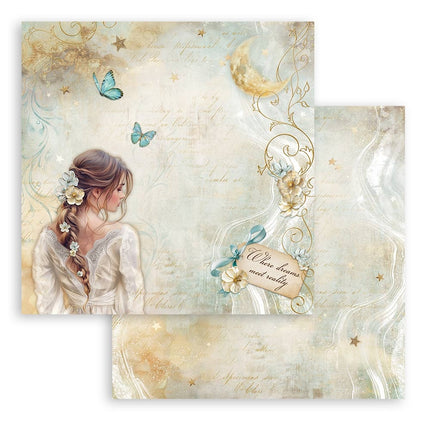 Beidseitig bedrucktes Scrapbook-Papier - Masquerade Dame Schmetterling