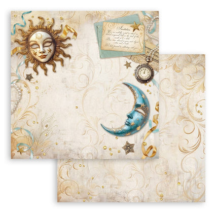 Beidseitig bedrucktes Scrapbook-Papier - Masquerade Sonne und Mond