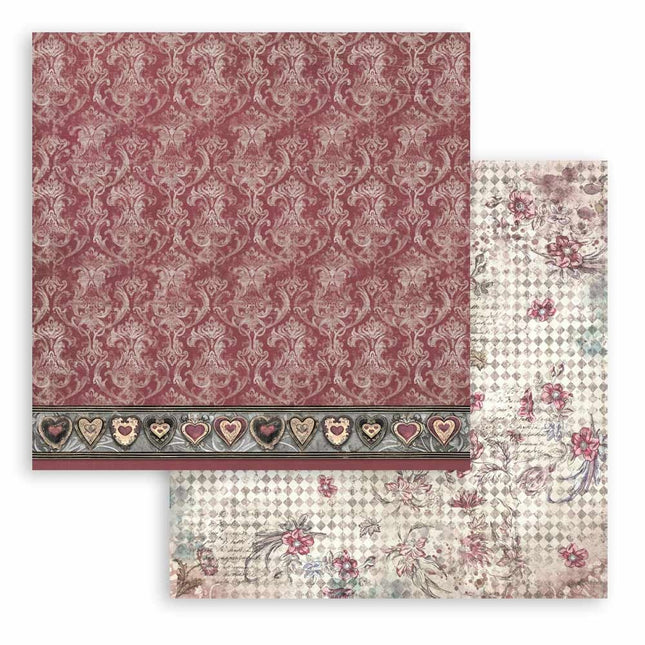 Beidseitiges Scrapbook-Papier - Master of Magic Burgunder Wandteppich