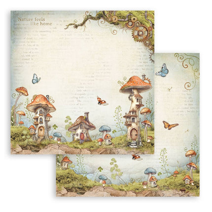 Doppelseitiges Scrapbook-Papier - Hidden Grove Pilzhäuser