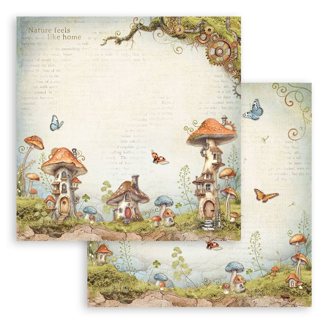 Doppelseitiges Scrapbook-Papier - Hidden Grove Pilzhäuser
