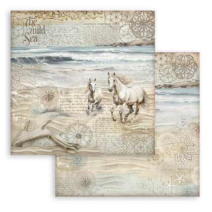Beidseitig bedrucktes Scrapbook-Papier - Silent Sea horses