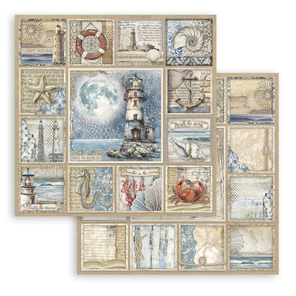 Beidseitig bedrucktes Scrapbook-Papier - Silent Sea lighthouse