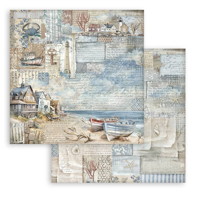 Beidseitig bedrucktes Scrapbook-Papier - Silent Sea landscape