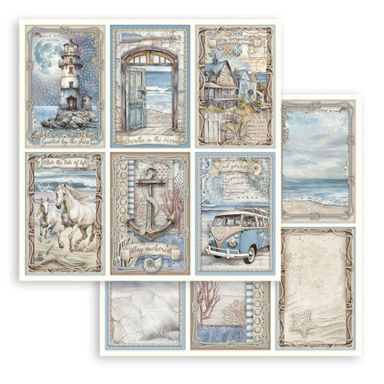 Beidseitig bedrucktes Scrapbook-Papier - Silent Sea 6 Karten