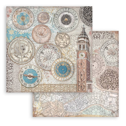 Beidseitiges Scrapbook-Papier - Venedig Stadt der Kunst Glockenturm
