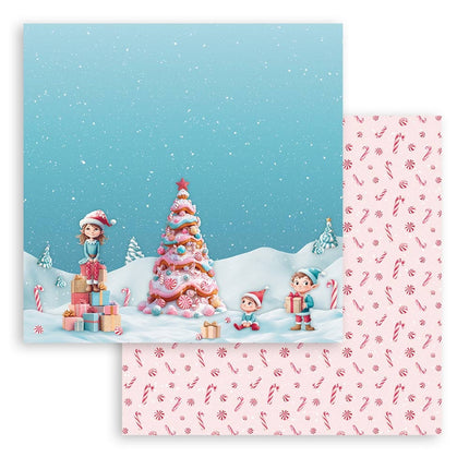 Beidseitiges Scrapbook-Papier - Candy Christmas Baum