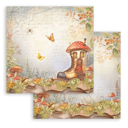 Beidseitiges Scrapbook-Papier - Flüsternde Wälder Bootshaus