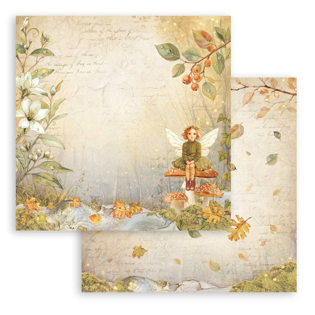 Beidseitig bedrucktes Scrapbook-Papier - Flüsternde Wälder Fee