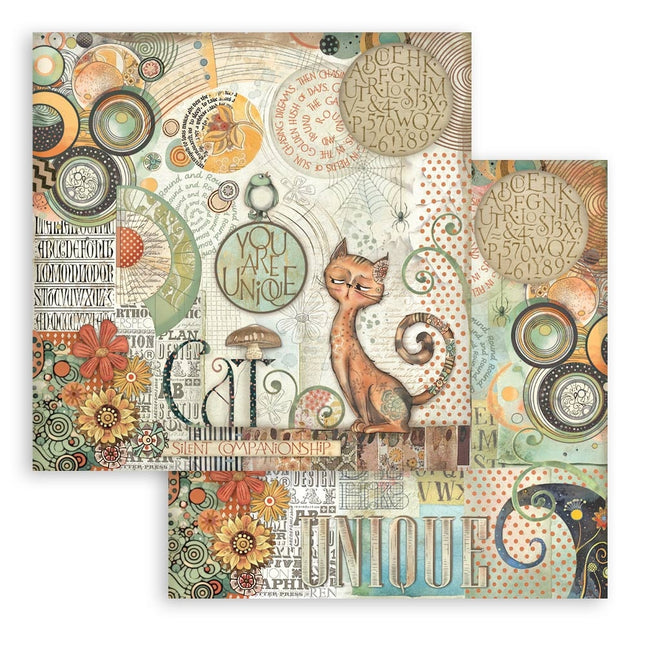Beidseitig bedrucktes Scrapbook-Papier - Flauschige Freunde Du bist einzigartig Katze