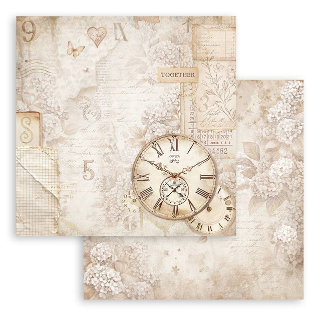 Beidseitig bedrucktes Scrapbook-Papier - Quiet Days Uhr