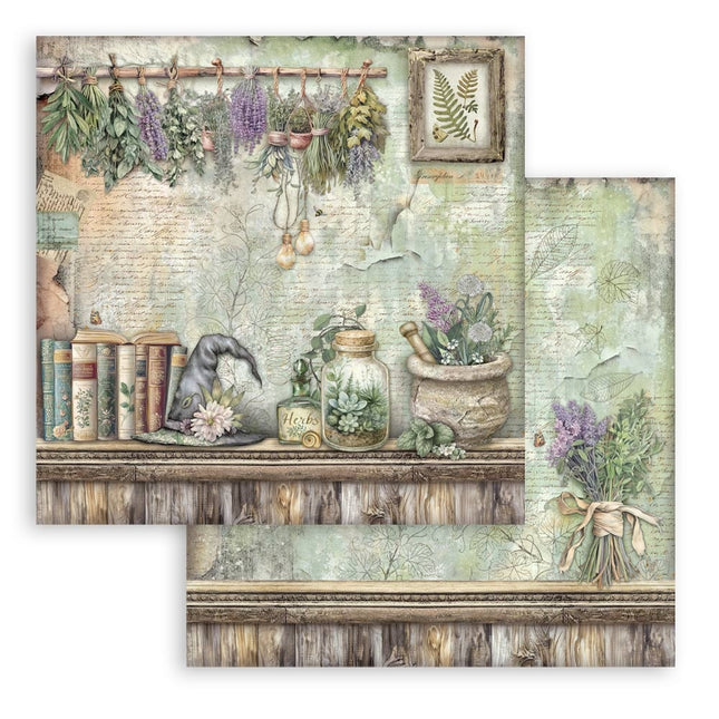 Beidseitiges Scrapbook-Papier - Herbarium Silvae Lavendel