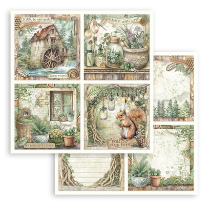 Beidseitiges Scrapbook-Papier - Herbarium Silvae 4 Karten