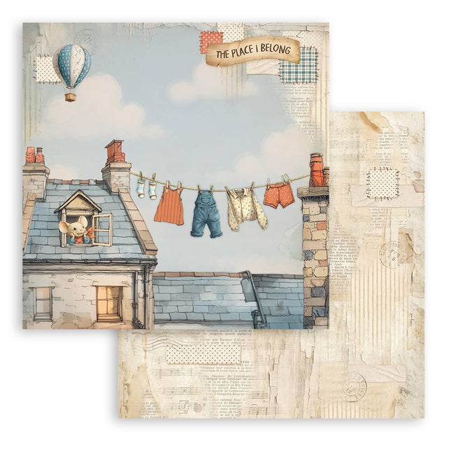 Scrapbooking beidseitiges Blatt - Familie frische Wäsche  