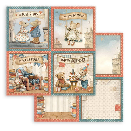 Scrapbooking beidseitiges Blatt - Familie 4 Karten  