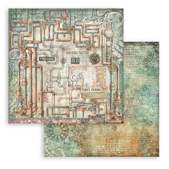 Bedrucktes doppelseitiges Scrapbooking-Papier für Kunst und Handwerk - Gardens of Time Röhren