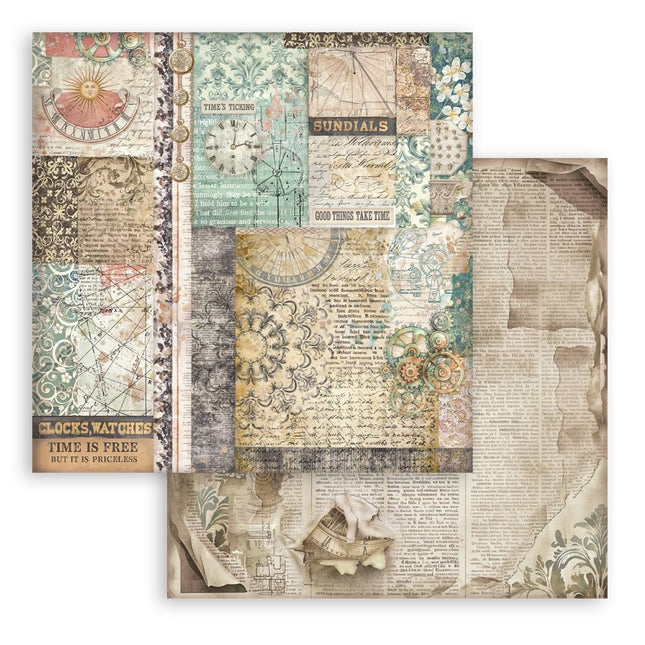 Bedrucktes doppelseitiges Scrapbooking-Papier für Kunst und Handwerk - Gärten der Zeit gemischte Muster