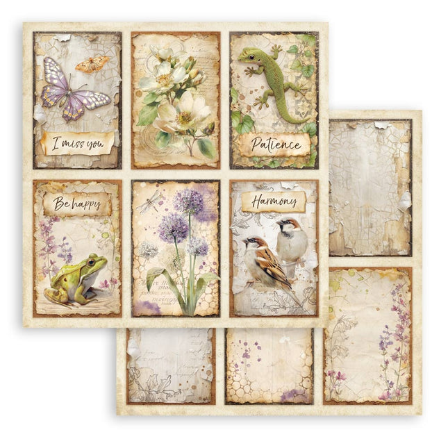 Bedrucktes doppelseitiges Scrapbooking-Blatt für Kunst und Basteln - Rundum 6 Karten